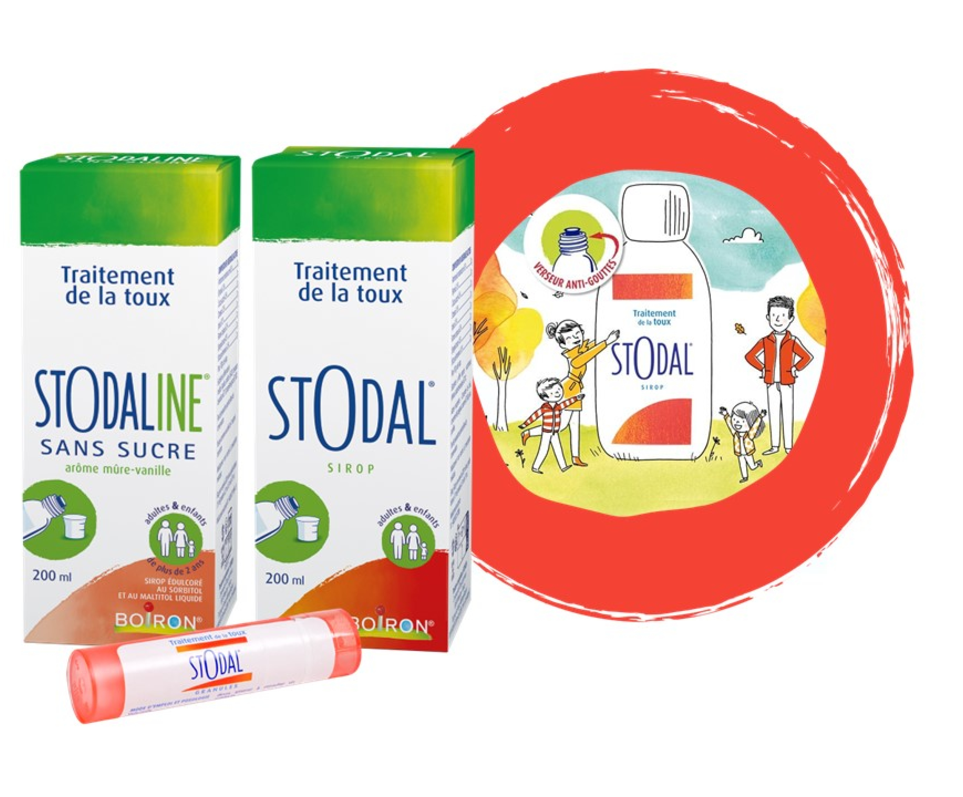 Stodal® sirop ou granules ou Stodaline® sans sucre sirop
